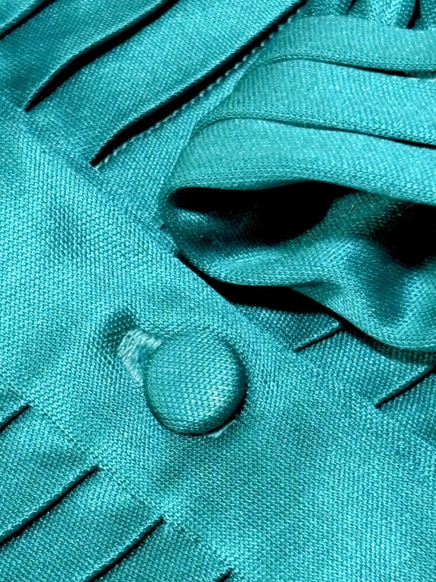 画像12: ハイネック タックデザイン ウエストゴム レトロ USA古着 ヴィンテージワンピース (12)