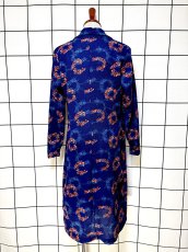 画像2: 花柄 ネイビー 長袖 レトロ ヨーロッパ古着 ヴィンテージワンピース (2)