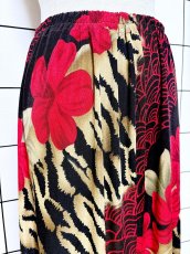 画像2: レオパード 花柄 ウエストゴム レトロ USA古着 ヴィンテージスカート (2)