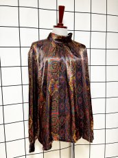 画像4: 総柄 タートルネック プルオーバー レトロ USA古着 長袖 シャツ トップス (4)