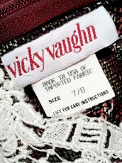 画像14: レース襟 総柄 TALONジッパー レトロ USA古着 ヴィンテージワンピース  (14)