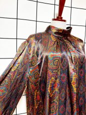 画像7: 総柄 タートルネック プルオーバー レトロ USA古着 長袖 シャツ トップス (7)