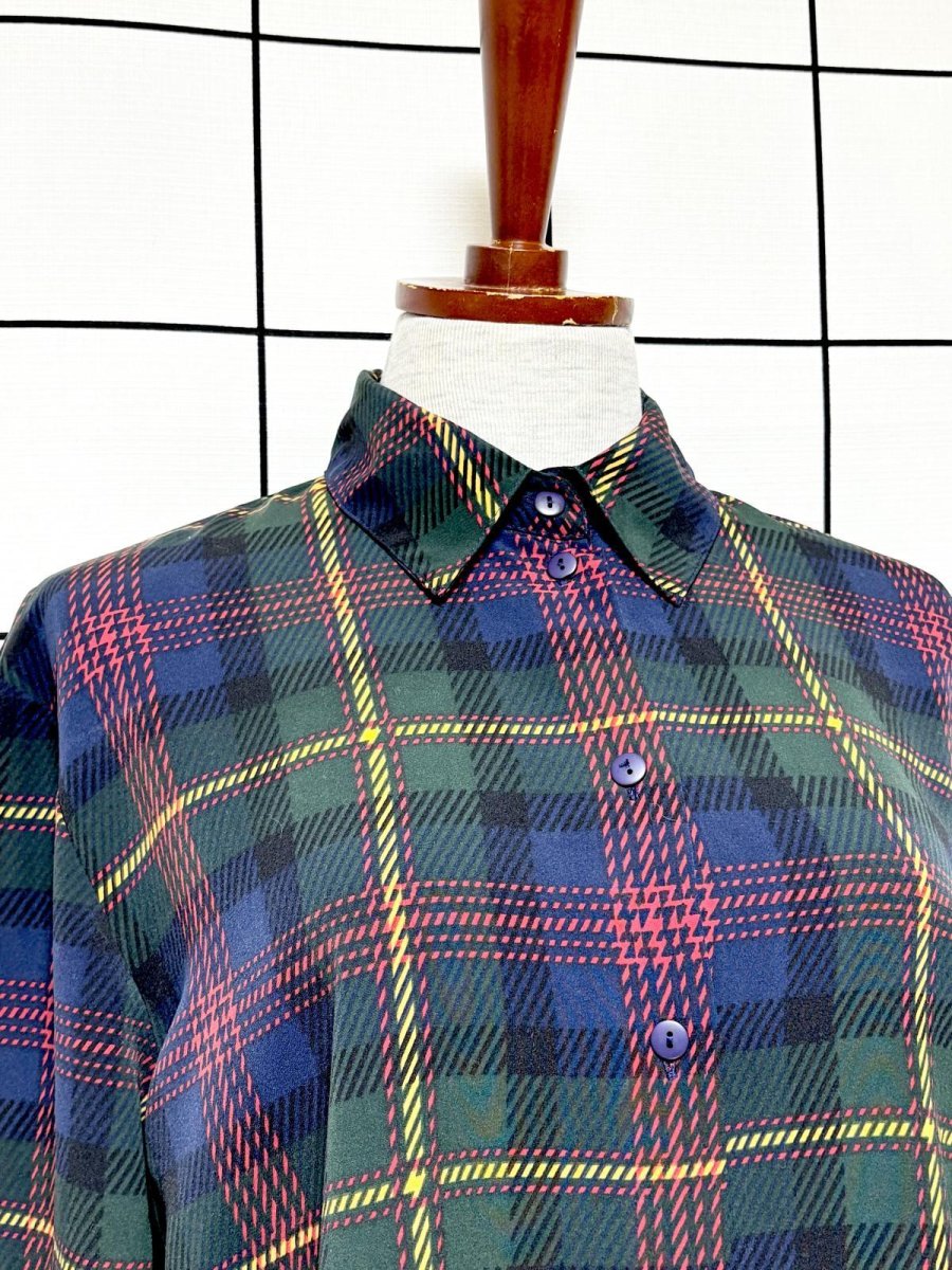 画像5: チェック レトロ USA古着 シャツ 長袖 ヴィンテージブラウス (5)