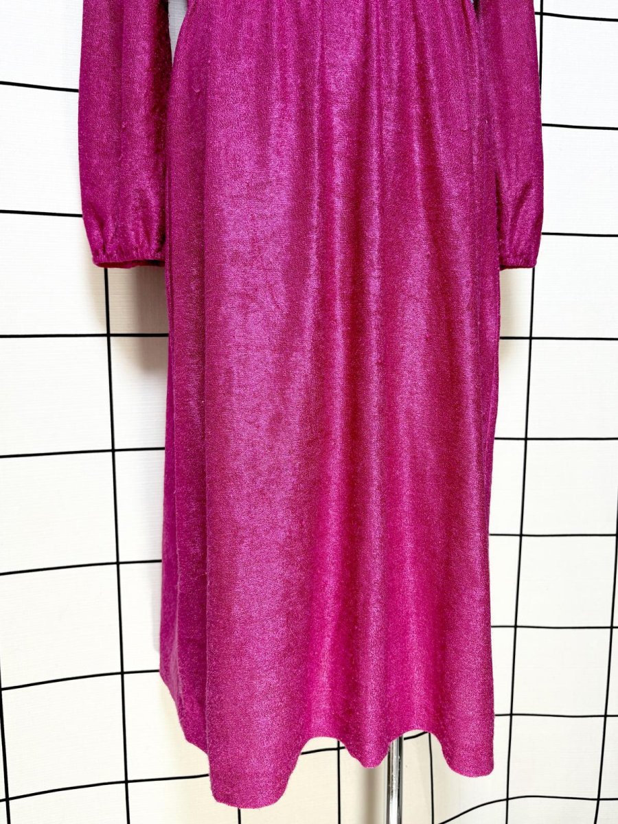 画像8: 斜めストライプライン Vネック ウエストゴム レトロ USA古着 ヴィンテージワンピース (8)