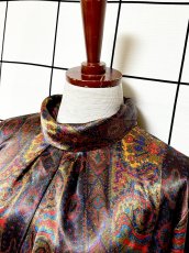 画像5: 総柄 タートルネック プルオーバー レトロ USA古着 長袖 シャツ トップス (5)