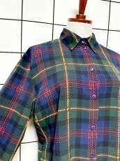 画像6: チェック レトロ USA古着 シャツ 長袖 ヴィンテージブラウス (6)