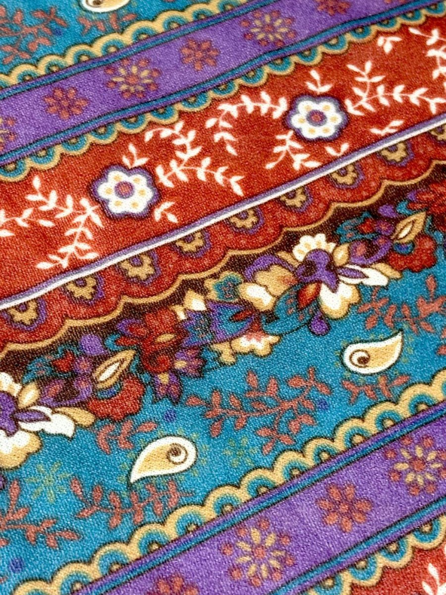 画像12: 開襟 ペイズリーモチーフ 花柄 ウエストゴム レトロ USA古着 ヴィンテージワンピース (12)