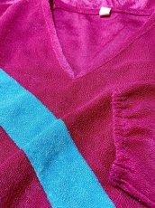 画像10: 斜めストライプライン Vネック ウエストゴム レトロ USA古着 ヴィンテージワンピース (10)