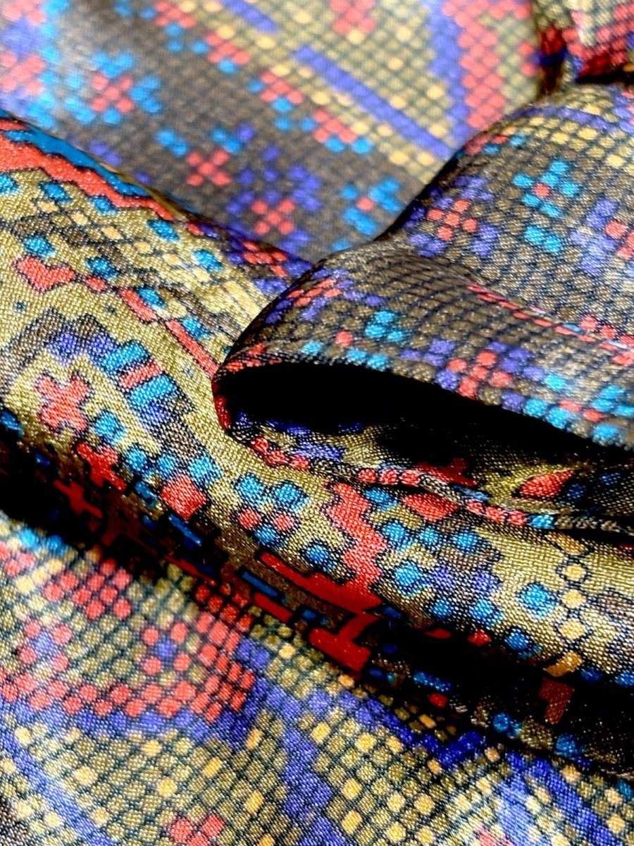 画像11: 総柄 タートルネック プルオーバー レトロ USA古着 長袖 シャツ トップス (11)