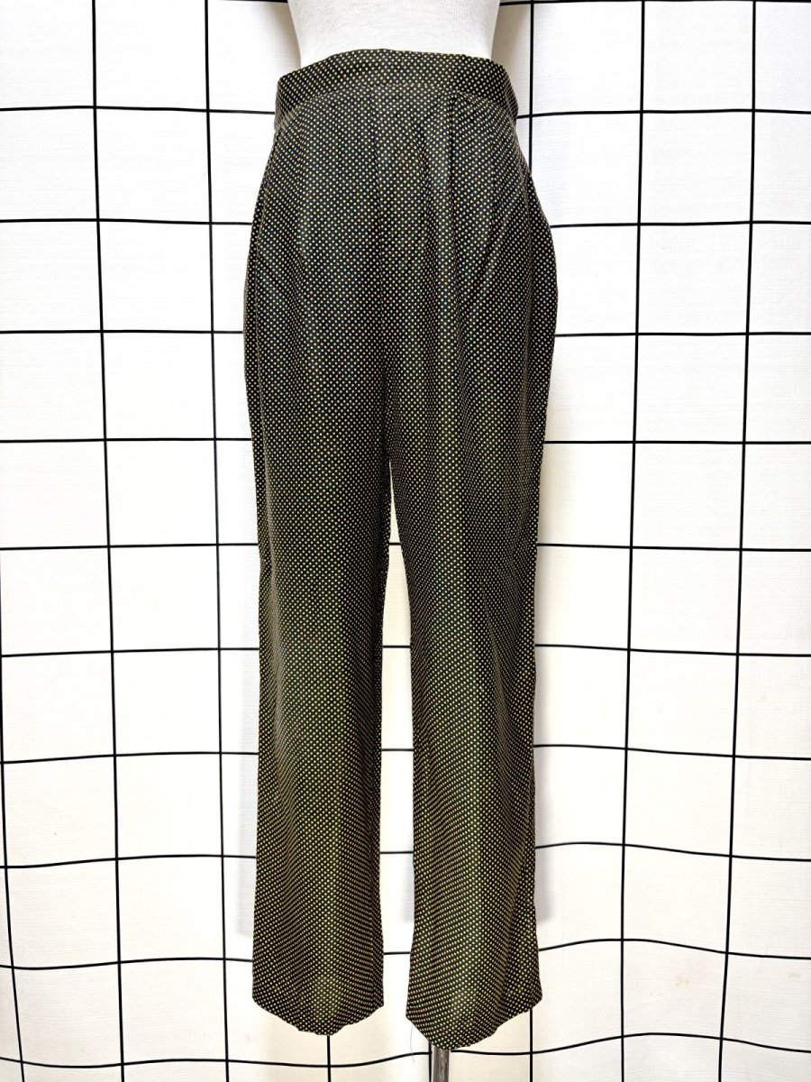 画像1: ドット柄 バックウエストゴム レトロ USA古着 ヴィンテージロングパンツ (1)