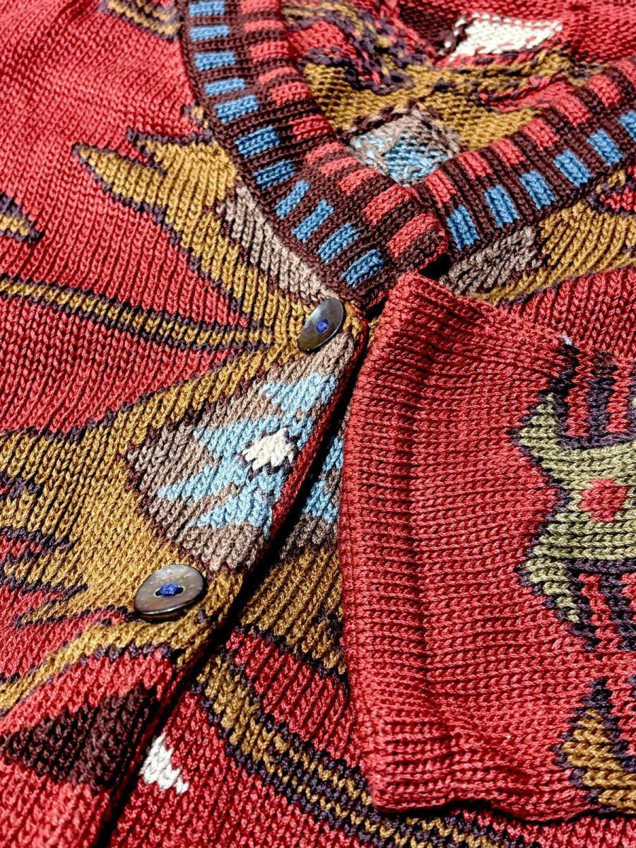 画像8: チマヨ柄 ネイティブ感 フォークロア レトロ USA古着 ヴィンテージカーディガン (8)