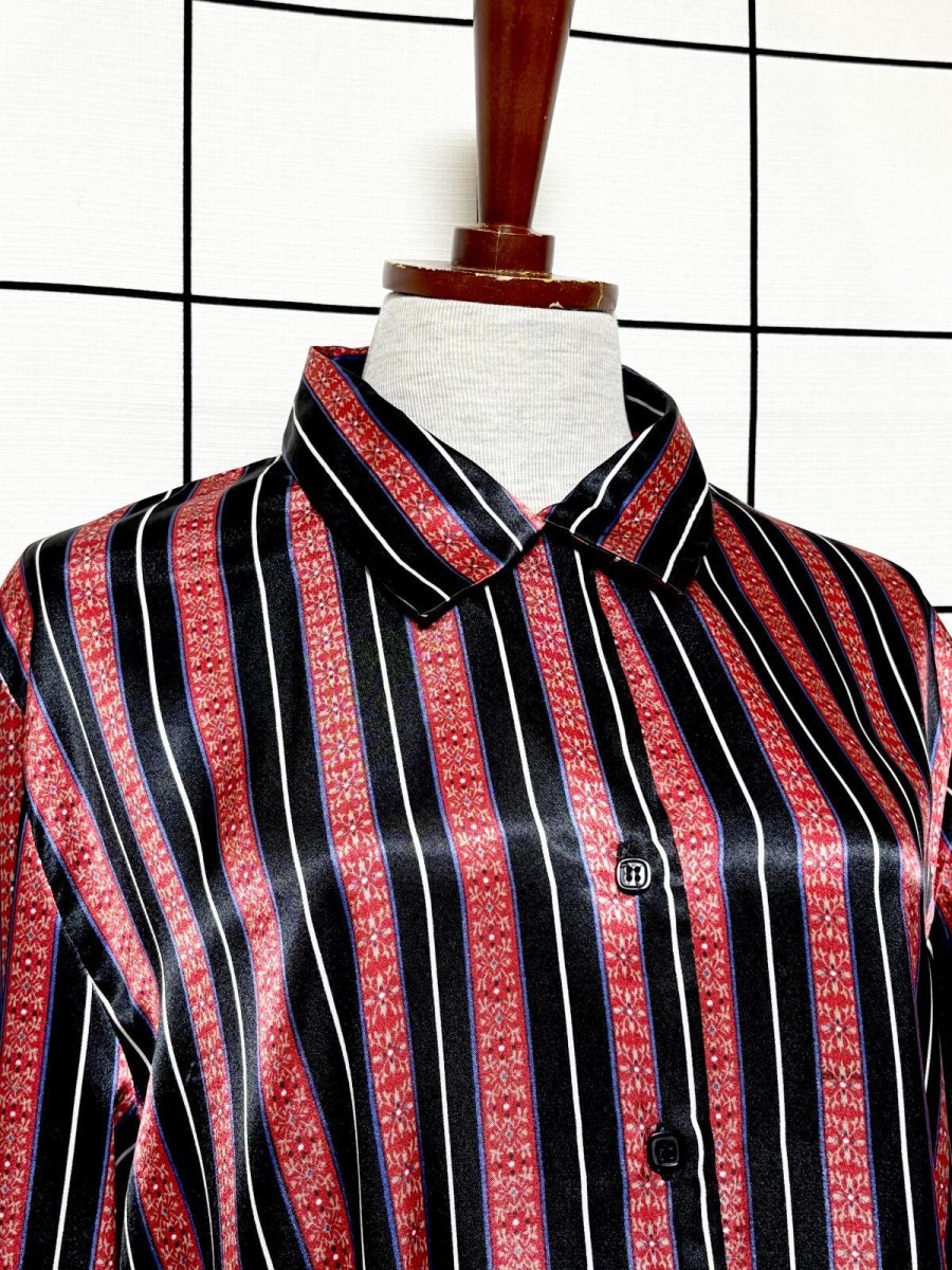 画像5: ストライプ レトロ グアテマラ製 Guatemala 古着 長袖 シャツ ヴィンテージブラウス (5)