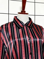 画像5: ストライプ レトロ グアテマラ製 Guatemala 古着 長袖 シャツ ヴィンテージブラウス (5)