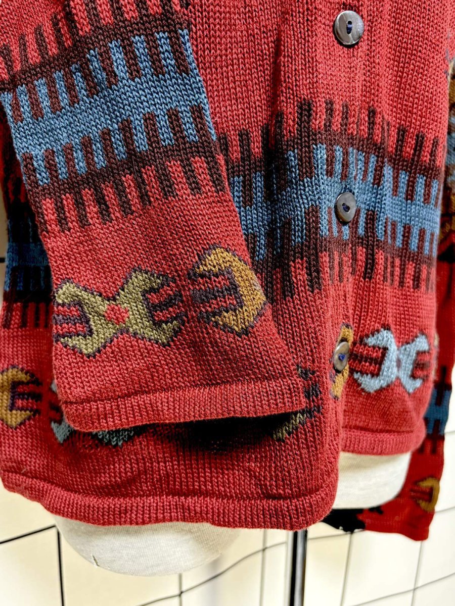 画像7: チマヨ柄 ネイティブ感 フォークロア レトロ USA古着 ヴィンテージカーディガン (7)