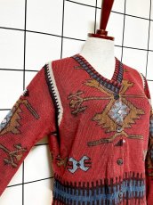 画像6: チマヨ柄 ネイティブ感 フォークロア レトロ USA古着 ヴィンテージカーディガン (6)