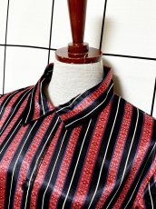 画像4: ストライプ レトロ グアテマラ製 Guatemala 古着 長袖 シャツ ヴィンテージブラウス (4)