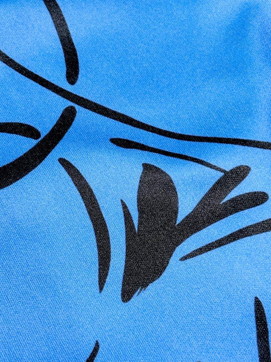 画像11: アート柄 TALON ブルー ブラック ウエストリボン レトロ USA古着 ヴィンテージワンピース (11)