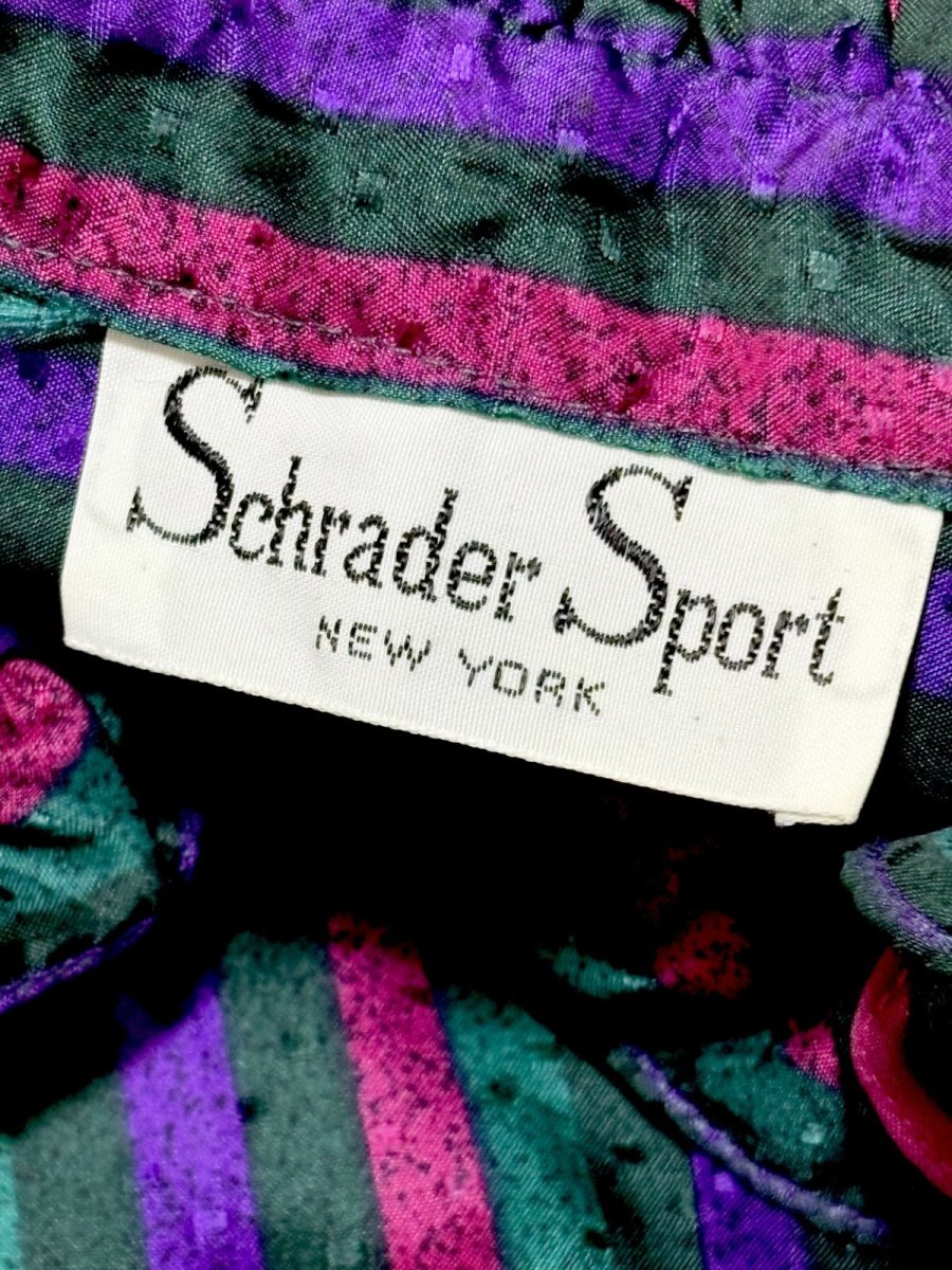 画像12: フリル ストライプ ピンドット織り 首元リボン レトロ USA古着 ヴィンテージワンピース (12)