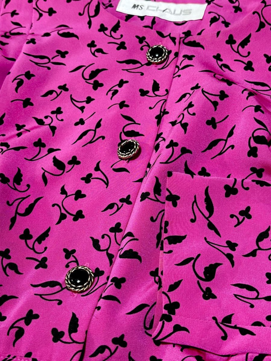 画像10: リーフ柄 前開き ノーカラー レトロ USA古着 ヴィンテージワンピース  (10)