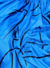 画像10: アート柄 TALON ブルー ブラック ウエストリボン レトロ USA古着 ヴィンテージワンピース (10)