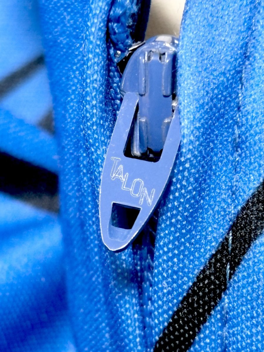 画像15: アート柄 TALON ブルー ブラック ウエストリボン レトロ USA古着 ヴィンテージワンピース (15)