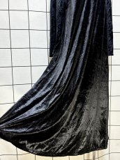 画像10: ベロア切り替え ブラック 花織り フォーマルやパーティーシーンなどにもおすすめ レトロ USA古着 マキシ丈 ヴィンテージロングドレス (10)