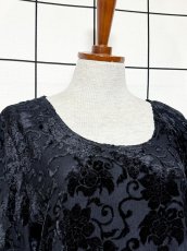 画像6: ベロア切り替え ブラック 花織り フォーマルやパーティーシーンなどにもおすすめ レトロ USA古着 マキシ丈 ヴィンテージロングドレス (6)