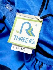 画像13: アート柄 TALON ブルー ブラック ウエストリボン レトロ USA古着 ヴィンテージワンピース (13)