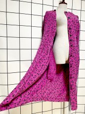 画像9: リーフ柄 前開き ノーカラー レトロ USA古着 ヴィンテージワンピース  (9)