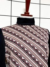 画像5: 斜めストライプ柄 タートルネック レトロ USA古着 長袖 シャツ ヴィンテージトップス (5)