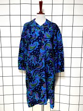 画像1: レトロ ポップサイケ 花柄 前開き レトロ ヨーロッパ古着 ヴィンテージワンピース (1)