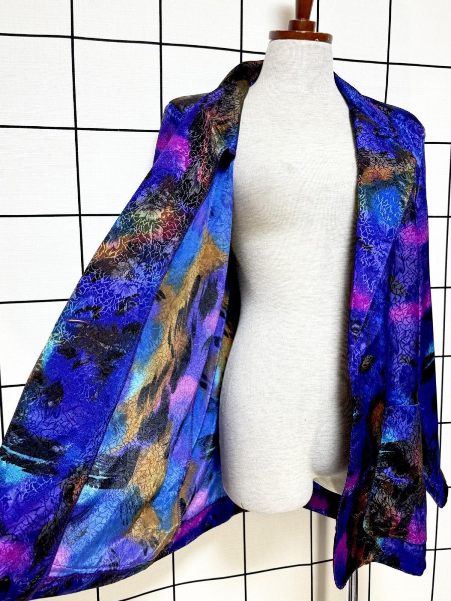 画像7: アート柄 レトロサイケ シングルボタン USA古着 ヴィンテージジャケット (7)