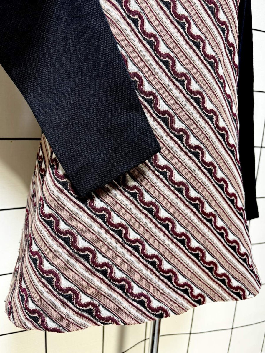 画像7: 斜めストライプ柄 タートルネック レトロ USA古着 長袖 シャツ ヴィンテージトップス (7)