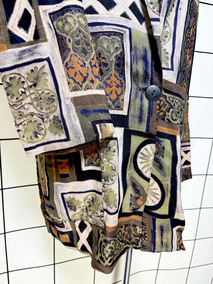 画像7: エスニック柄 フォークロア模様 レトロ USA古着 薄手ヴィンテージジャケット (7)