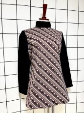 画像3: 斜めストライプ柄 タートルネック レトロ USA古着 長袖 シャツ ヴィンテージトップス (3)