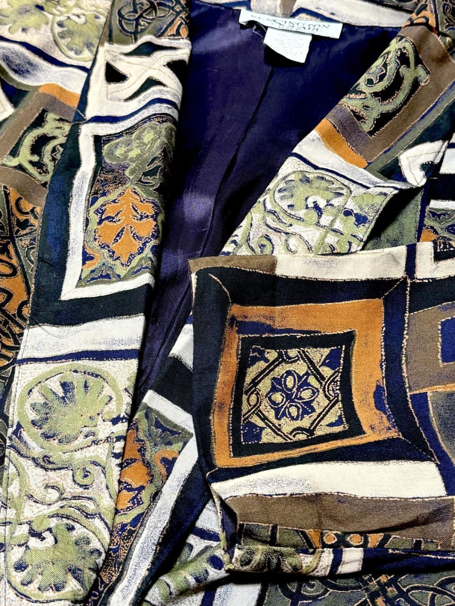 画像9: エスニック柄 フォークロア模様 レトロ USA古着 薄手ヴィンテージジャケット (9)