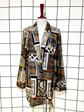 画像1: エスニック柄 フォークロア模様 レトロ USA古着 薄手ヴィンテージジャケット (1)