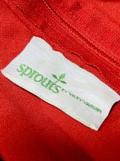 画像13: バイカラー レッド ブラック 袖ボタン TALON ウエストゴム レトロ USA古着 ヴィンテージワンピース (13)