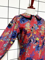 画像6: ダブル襟 花柄 レトロ USA古着 ヴィンテージワンピース (6)