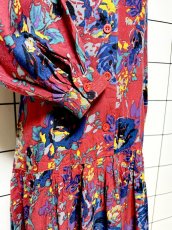 画像7: ダブル襟 花柄 レトロ USA古着 ヴィンテージワンピース (7)