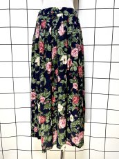 画像1: 花柄 ネイビー レトロ USA古着 ヴィンテージスカート (1)