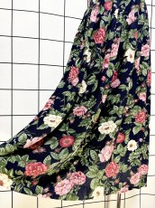 画像4: 花柄 ネイビー レトロ USA古着 ヴィンテージスカート (4)