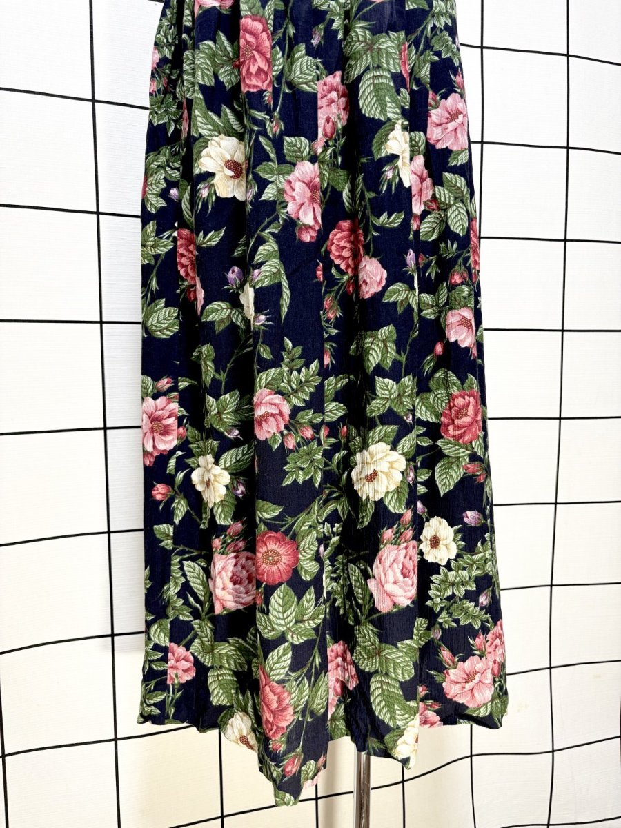 画像3: 花柄 ネイビー レトロ USA古着 ヴィンテージスカート (3)