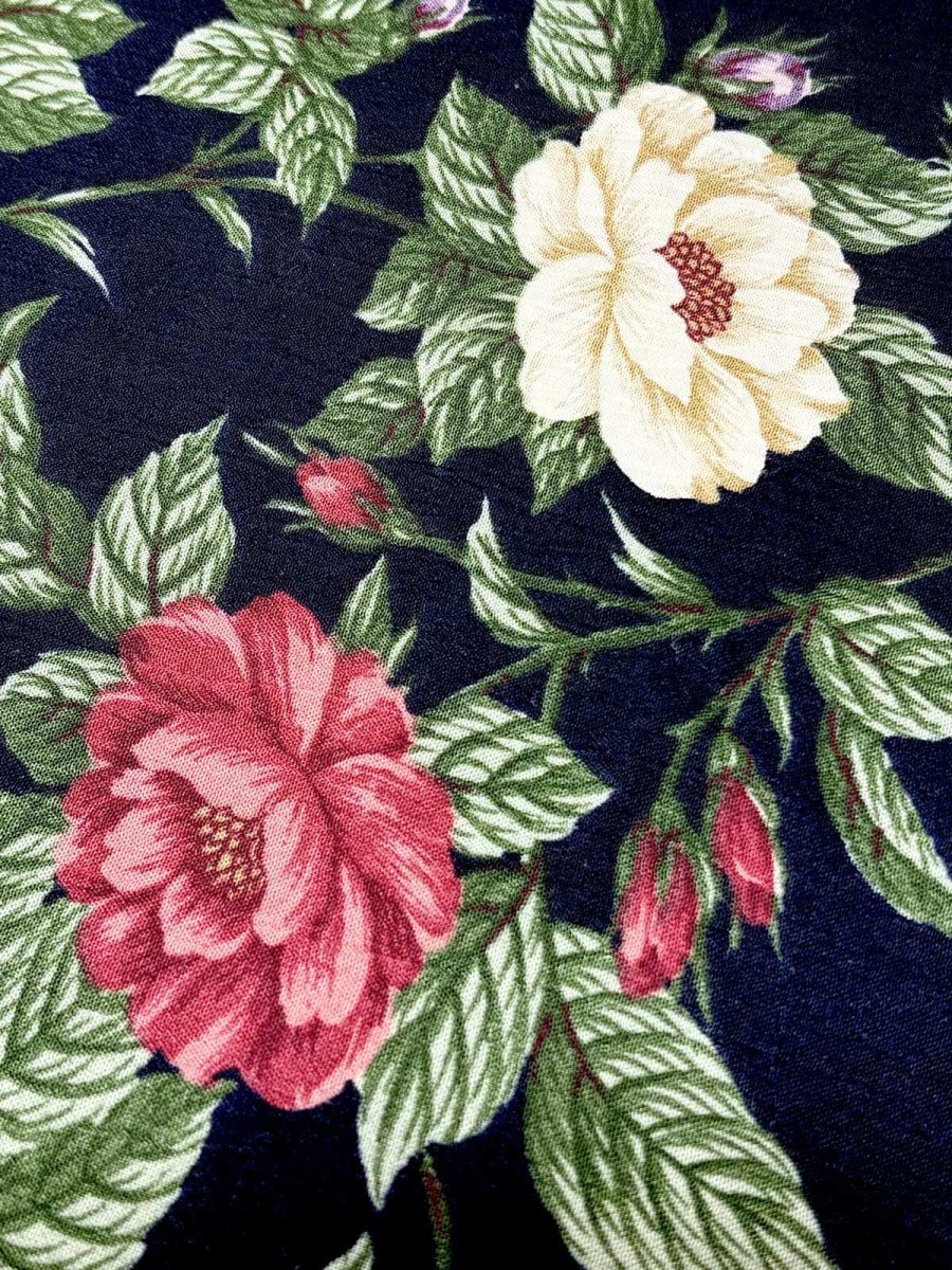 画像8: 花柄 ネイビー レトロ USA古着 ヴィンテージスカート (8)