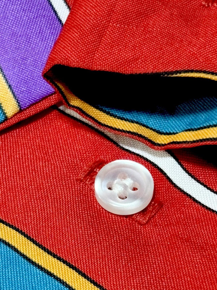 画像9: リボンタイ付 ストライプ レトロ USA古着 シャツ ヴィンテージブラウス (9)