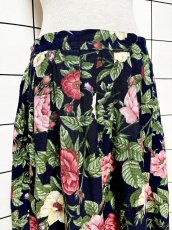 画像2: 花柄 ネイビー レトロ USA古着 ヴィンテージスカート (2)