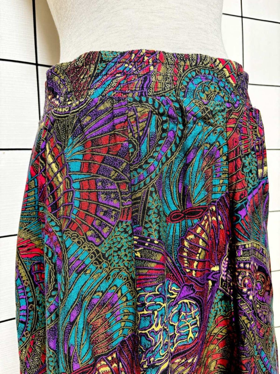 画像2: ペイズリー 総柄 ウエストゴム レトロ USA古着 ヴィンテージスカート (2)
