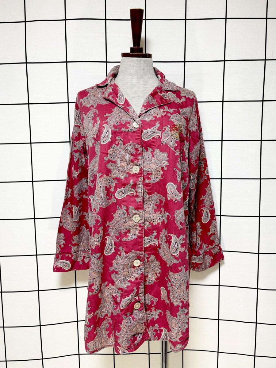 画像1: ラルフローレン RALPHLOREN ペイズリー柄 古着 長袖 シャツ レトロブラウス (1)