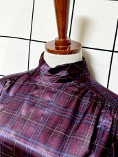画像5: チェック柄 ハイネック プルオーバー レトロ USA古着 シャツ ヴィンテージトップス (5)
