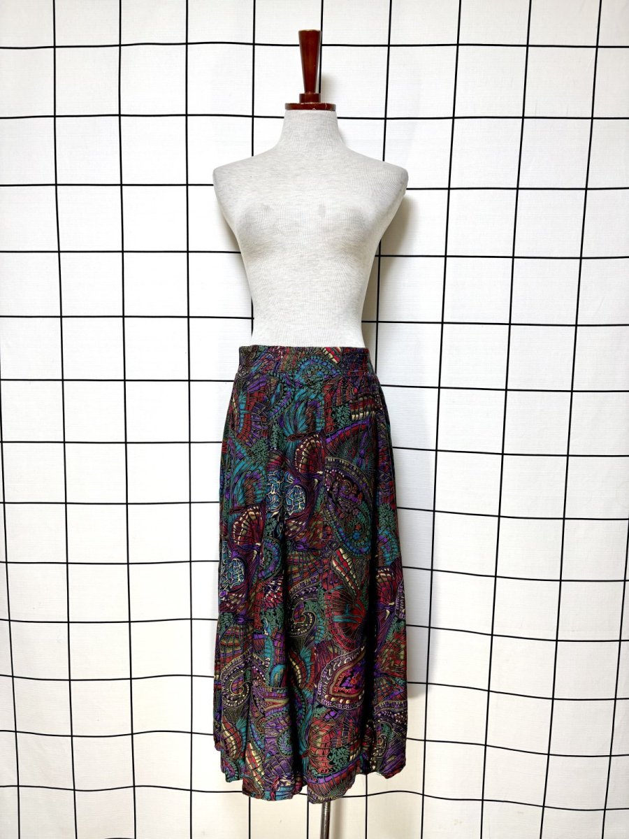 画像5: ペイズリー 総柄 ウエストゴム レトロ USA古着 ヴィンテージスカート (5)